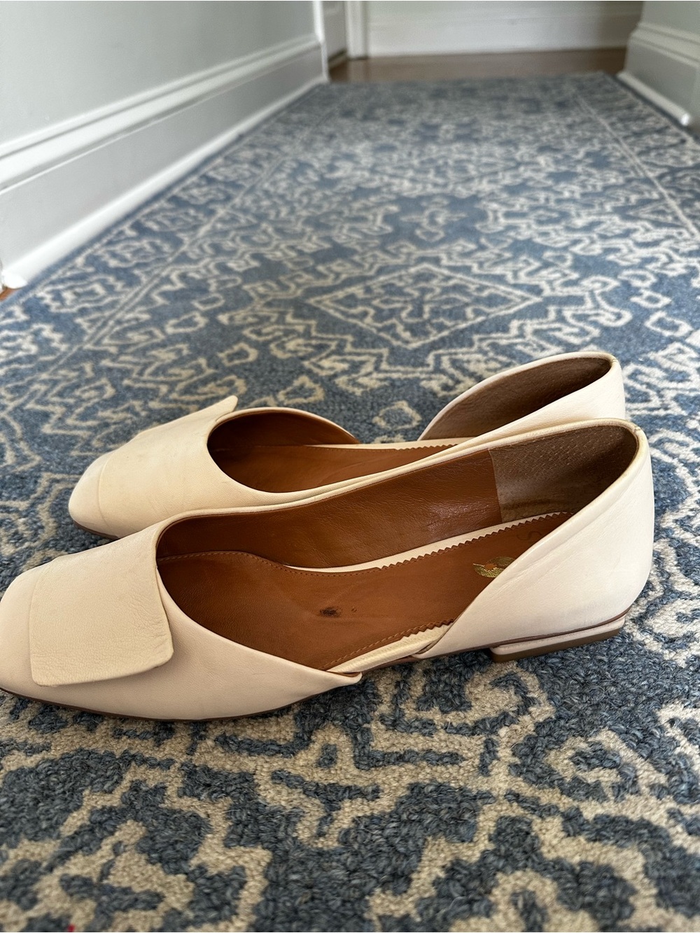 Franco Sarto Cream Square-Toe Slip-On Flats